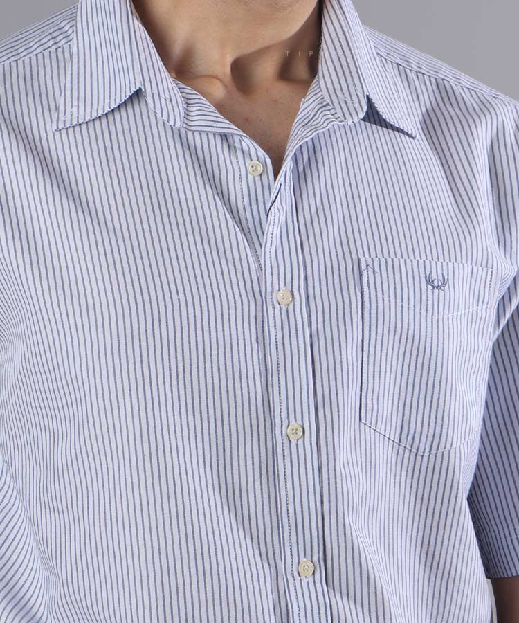                                         سورمه ای پیراهن آستین کوتاه کلاسیک 0907  - تصویر 2