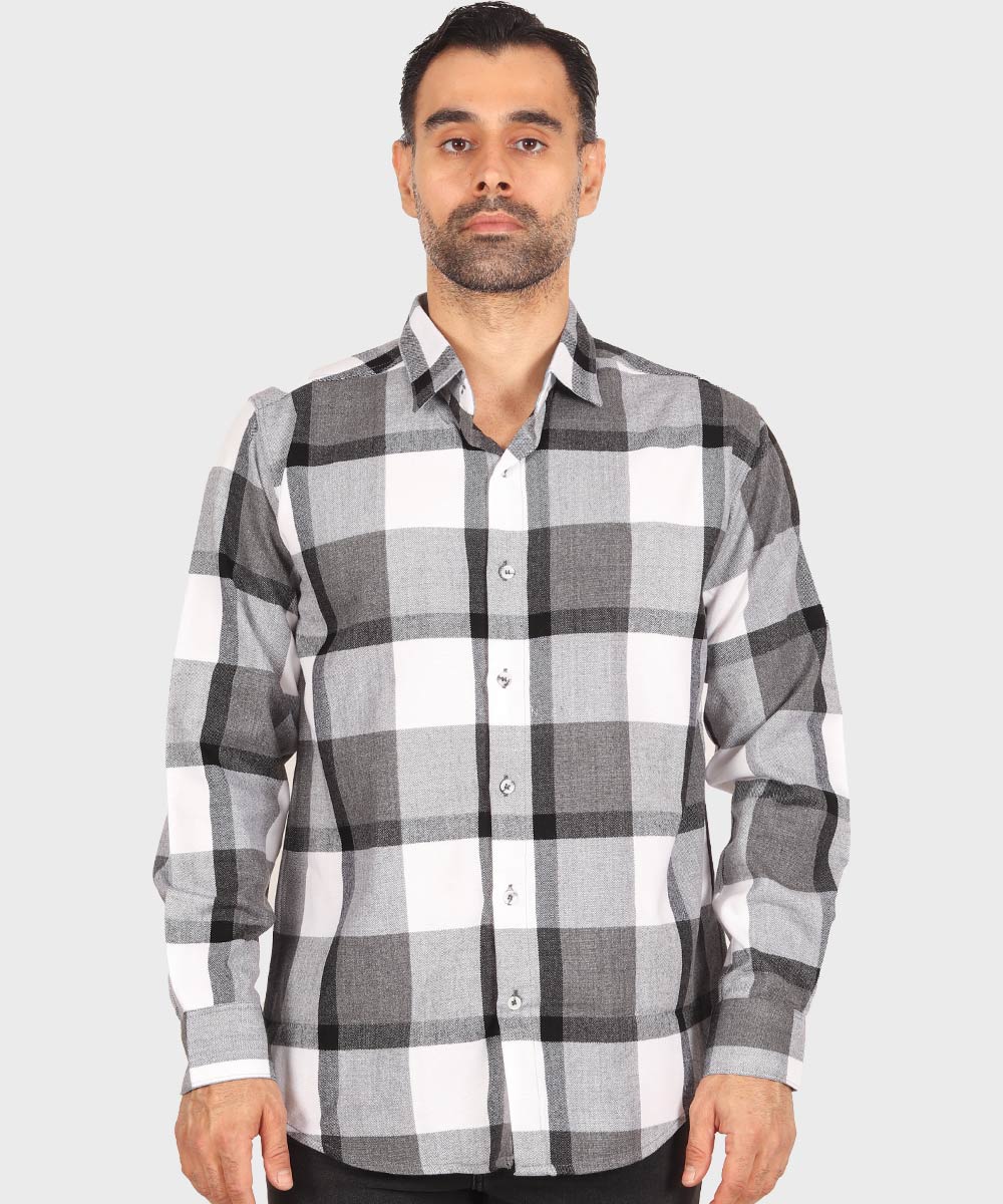 پیراهن مردانه پشمی سفید و مشکی 0152