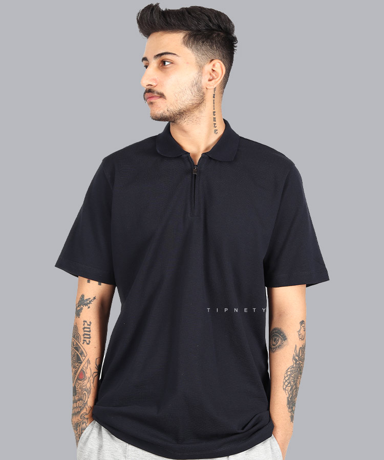                                                                                                 سبز ملانژ سورمه ای سفید مشکی تیشرت یقه دار 0563  - تصویر 3