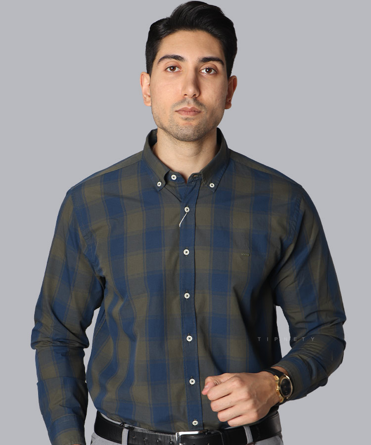 پیراهن مردانه آستین بلند چهارخانه 0938