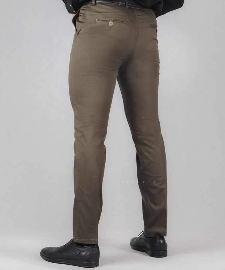                                 زیتونی نخودی شلوار کتان راسته 0222  - تصویر 3