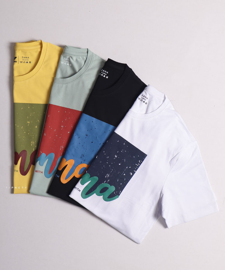                                                                                                                                                         مشکی سفید زرد صدری تیشرت چاپی 1100  - تصویر 3