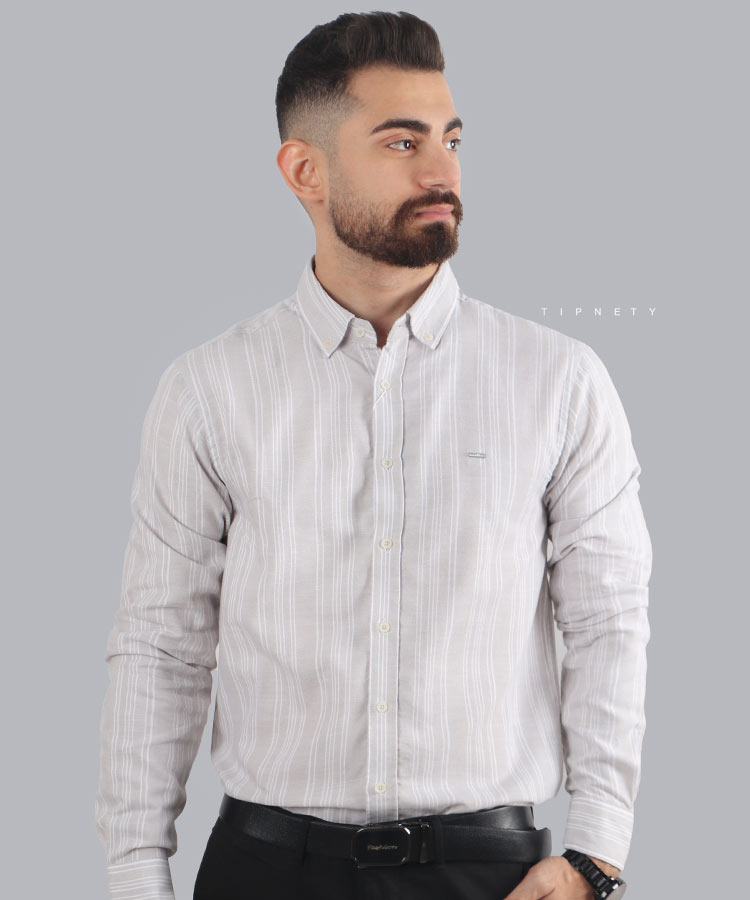 پیراهن مردانه آستین بلند راه راه 8829