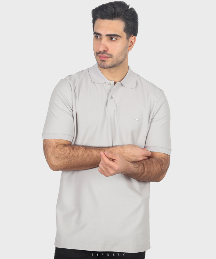                         طوسی استخوانی صدری تیشرت یقه دار 0588  - تصویر 4