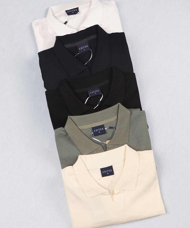 تیشرت یقه شکاری مردانه پارچه بیسکویتی 2060