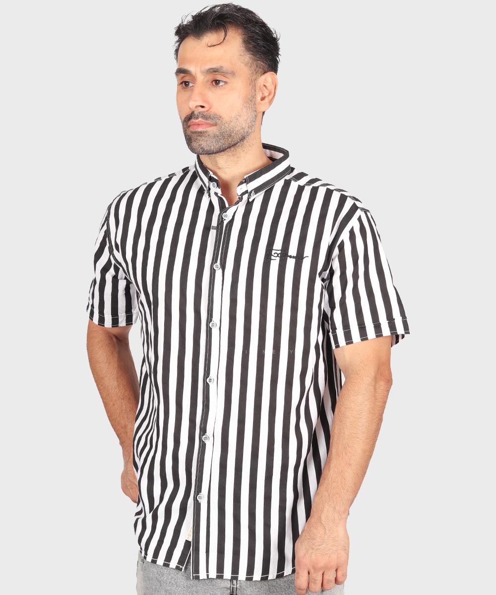 پیراهن مردانه آستین کوتاه و راه راه 0418