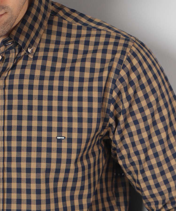                                                         قهوه ای پیراهن آستین بلند فیت 0951  - تصویر 3