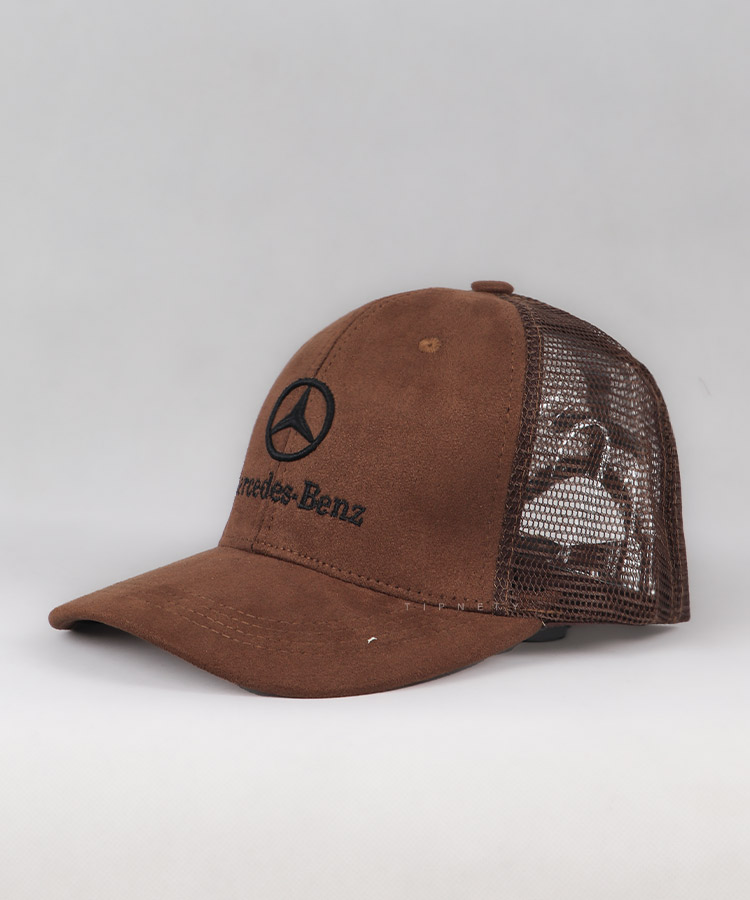 کلاه کپ قهوه ای مخملی طرح مرسدس بنز 6264