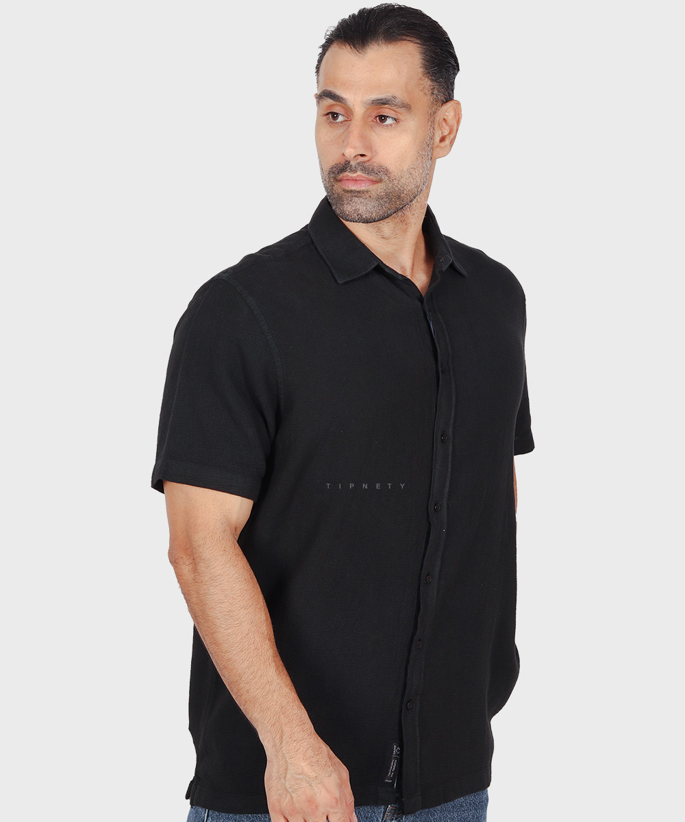                                     سفید آبی روشن لجنی مشکی کرم پیراهن آستین کوتاه فیت 5456  - تصویر 10