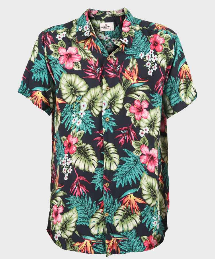 پیراهن مردانه هاوایی آستین کوتاه گلدار 2020