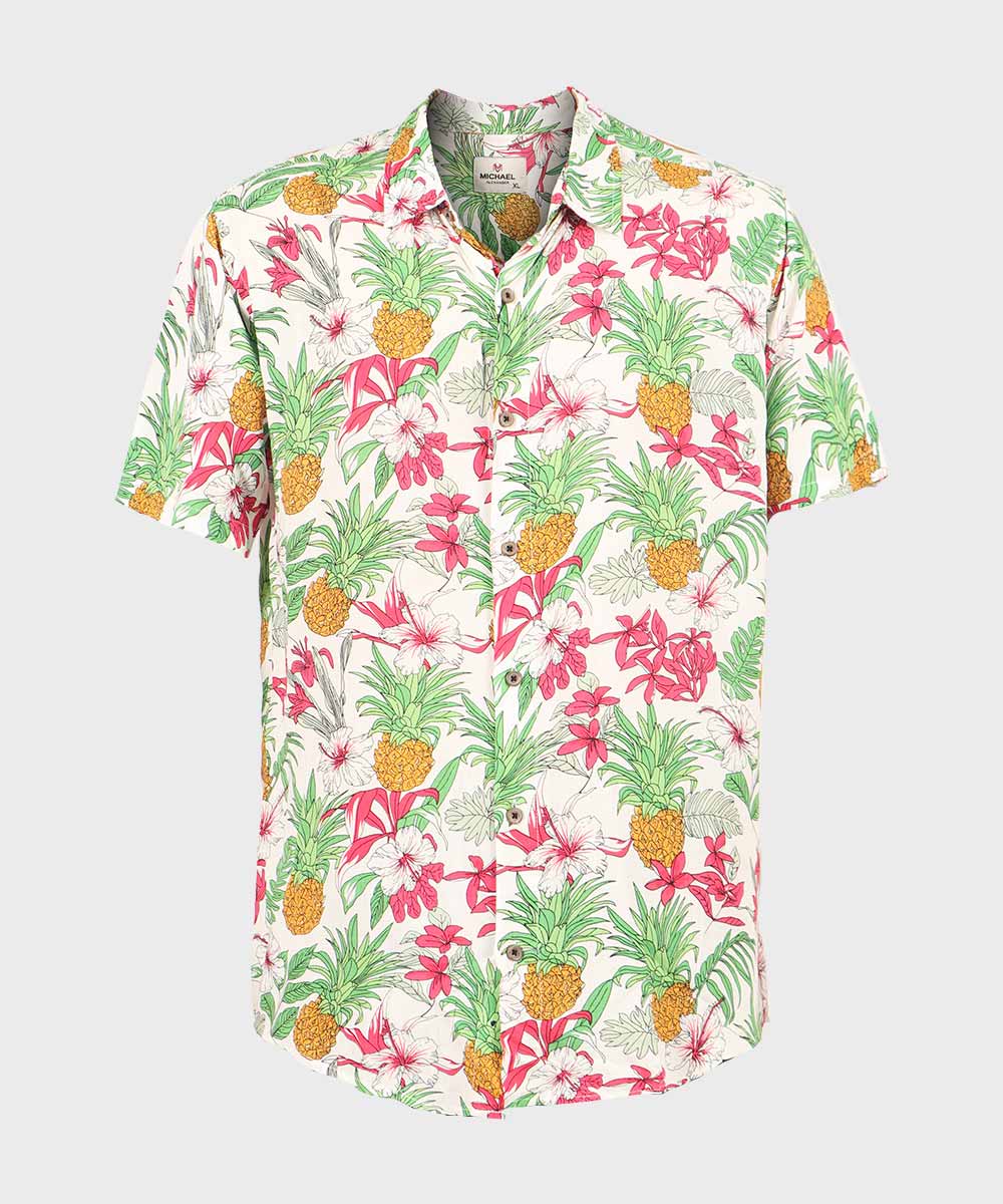 پیراهن مردانه هاوایی آستین کوتاه کد 2036