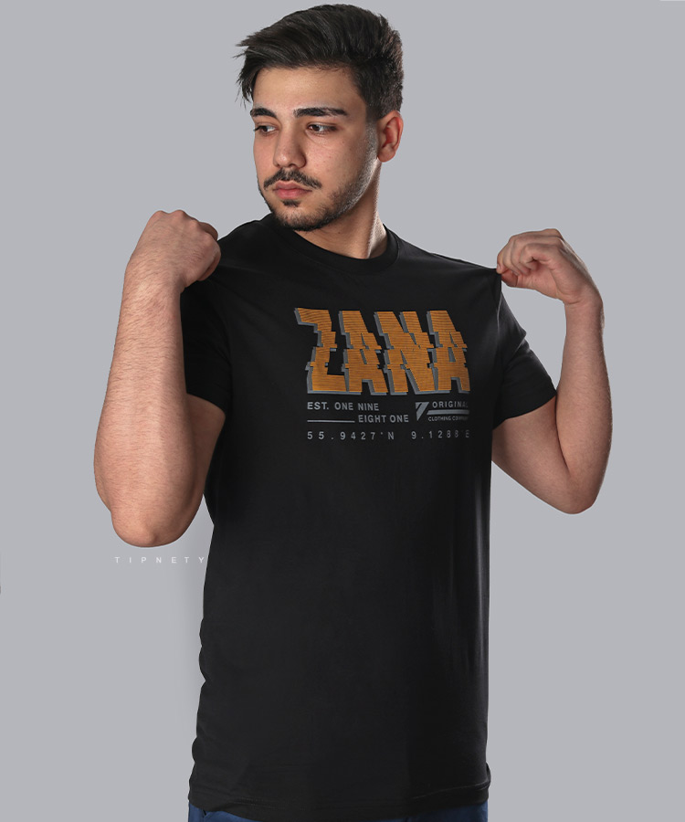                                                                                   آبی طوسی مشکی سفید تیشرت چاپی 1945  - تصویر 5