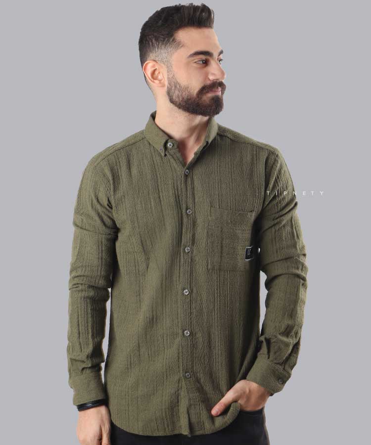                                                                                 طوسی تیره لجنی مشکی استخوانی پیراهن لش 0229  - تصویر 2