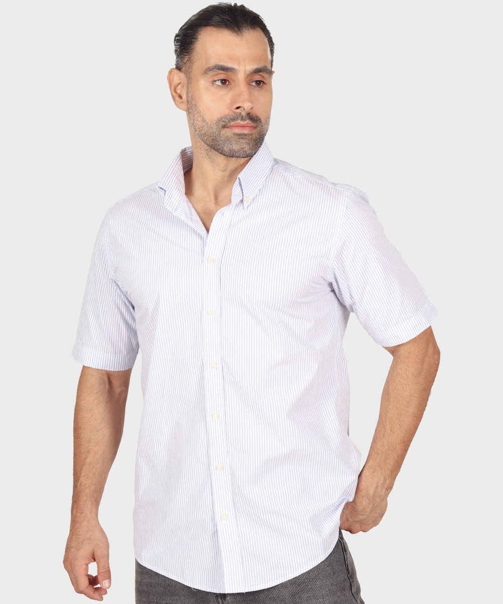         آبی روشن پیراهن آستین کوتاه کلاسیک 1402  - تصویر 6