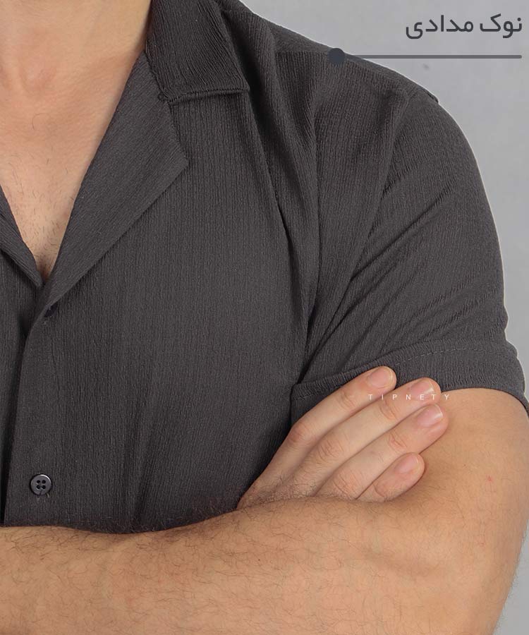                                                                        صدری نوک مدادی شیری طوسی مشکی پیراهن یقه انگلیسی 1310  - تصویر 8