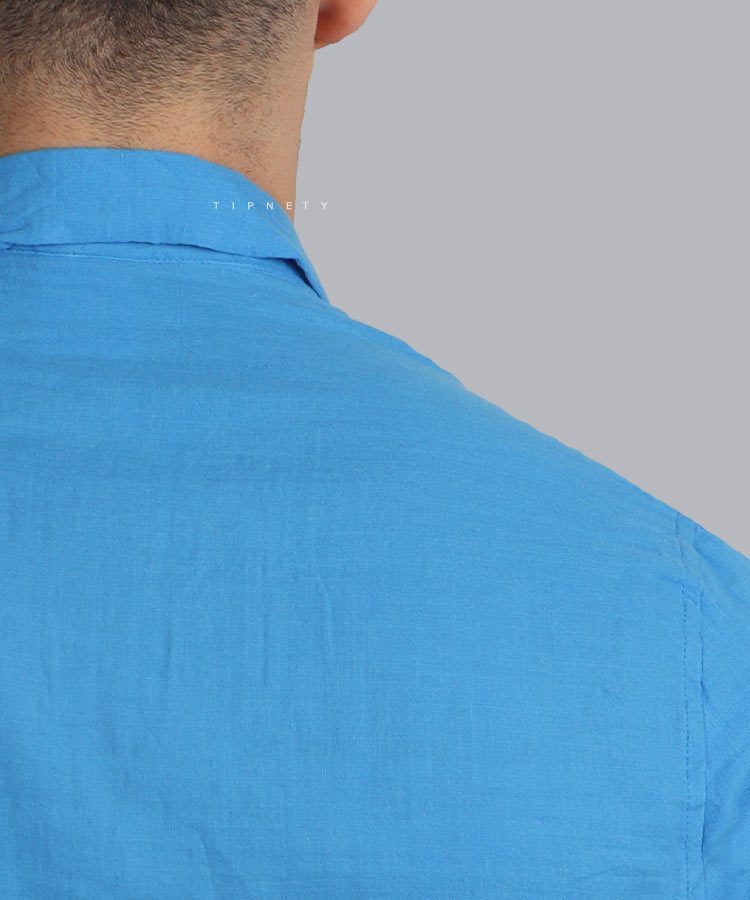                                         آبی پیراهن یقه انگلیسی 1651  - تصویر 5