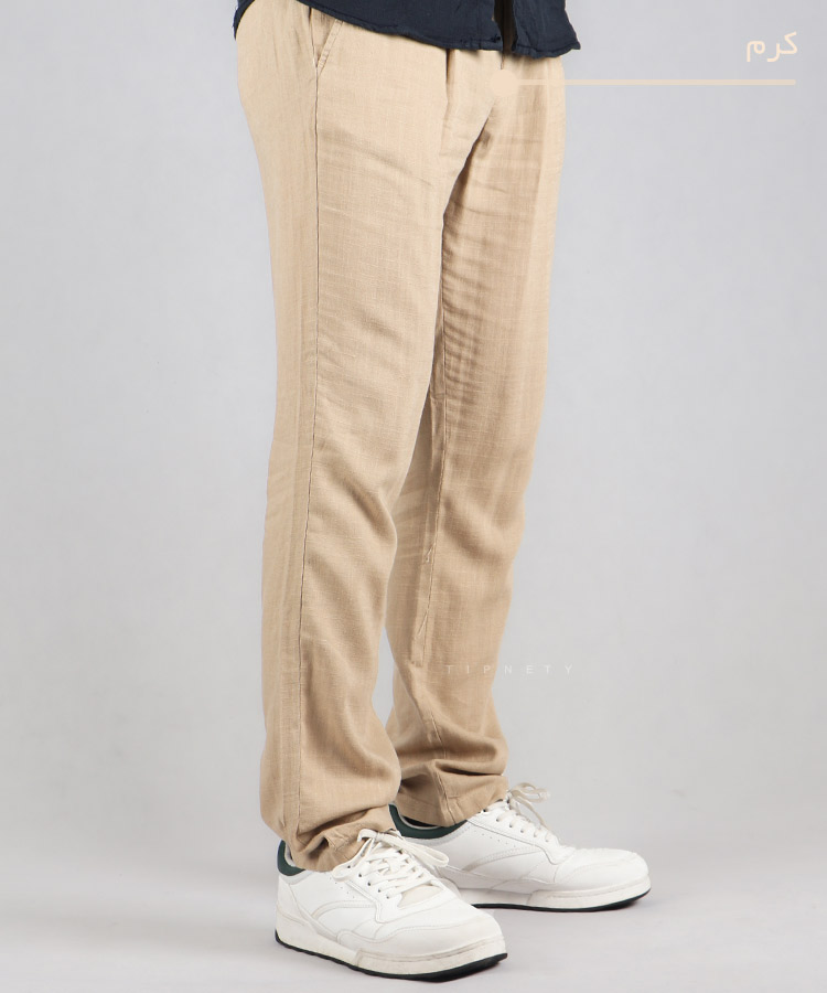                                                                                                                                           کرم صدری استخوانی زیتونی مشکی شلوار پارچه ای لینن 0071  - تصویر 4