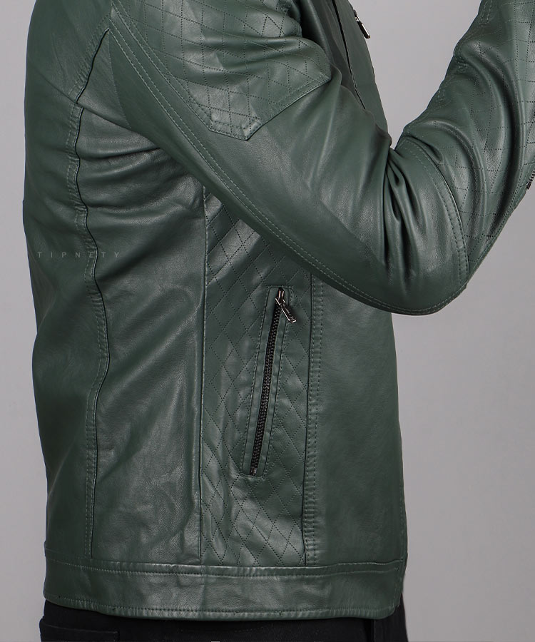                                                                                                                                               شکلاتی یشمی     مشکی زمستانه کت چرم 2318  - تصویر 6