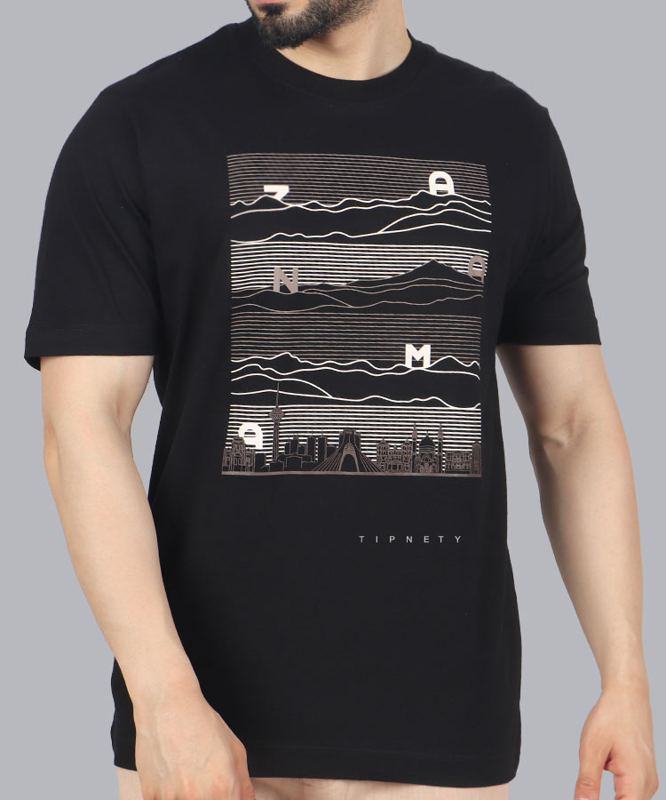                                                                                                                                                                 صدری طوسی مشکی سفید تیشرت چاپی 1407  - تصویر 5