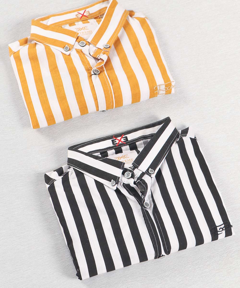 پیراهن مردانه آستین کوتاه و راه راه 0418