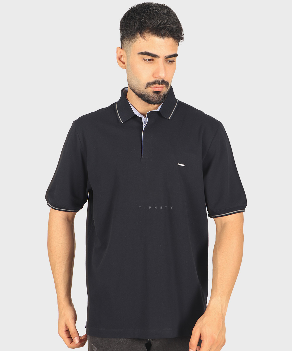                 ملانژ سورمه ای مشکی تیشرت یقه دار 0569  - تصویر 3