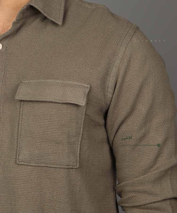                                                                                                                                             لجنی خاکی کرم سفید زیتونی پاییزه پیراهن 5208  - تصویر 7