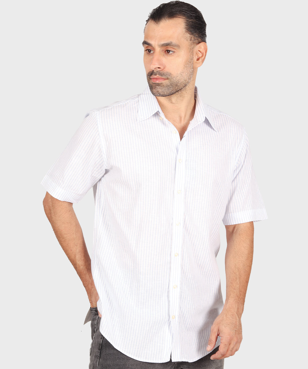                   طوسی تیره آبی روشن پیراهن آستین کوتاه کلاسیک 1382  - تصویر 11