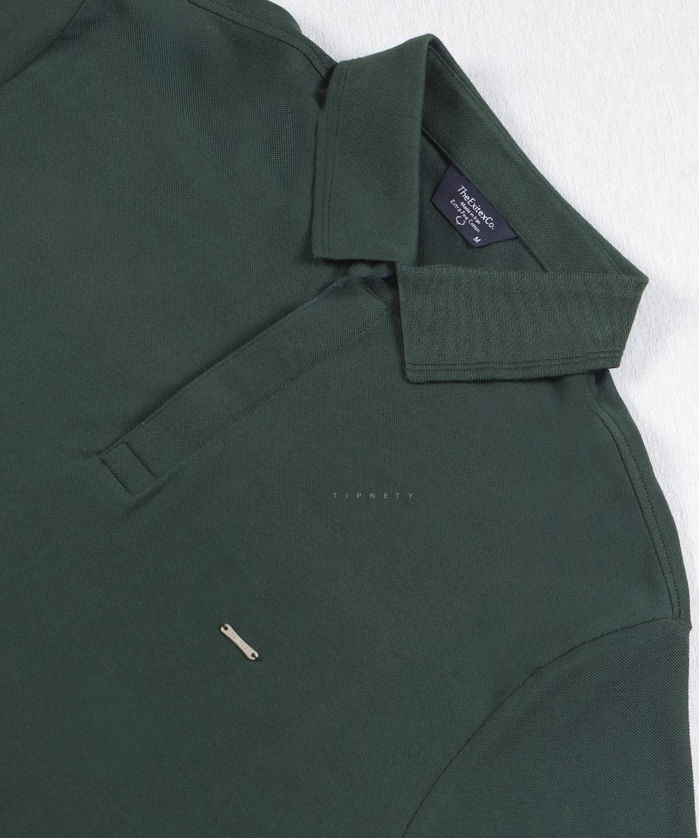 تیشرت مردانه یقه دار یشمی و دکمه مخفی 0601