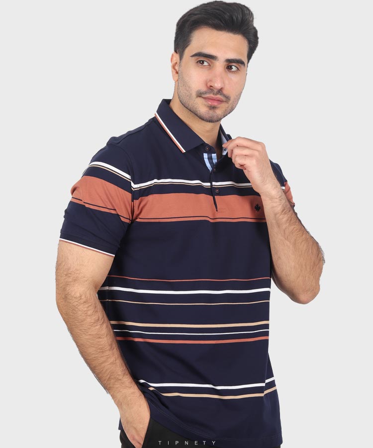                               سبز آبی طوسی مسی تیشرت یقه دار 7408  - تصویر 3