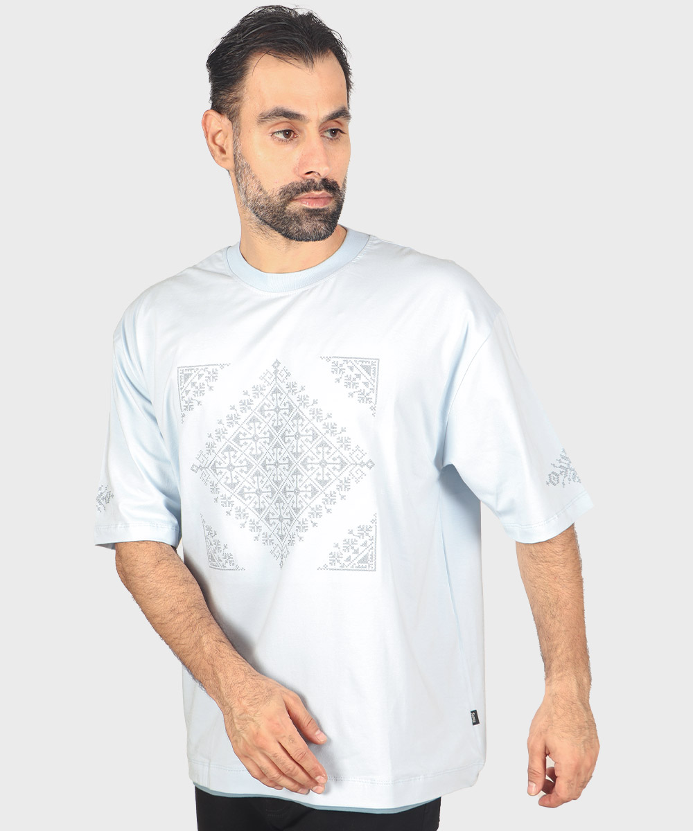           لجنی آبی روشن صدری زرشکی تیشرت لش 1719  - تصویر 12