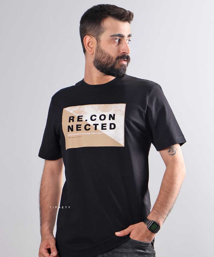                                                                   کرم مشکی فرمی تیشرت چاپی 1168  - تصویر 3