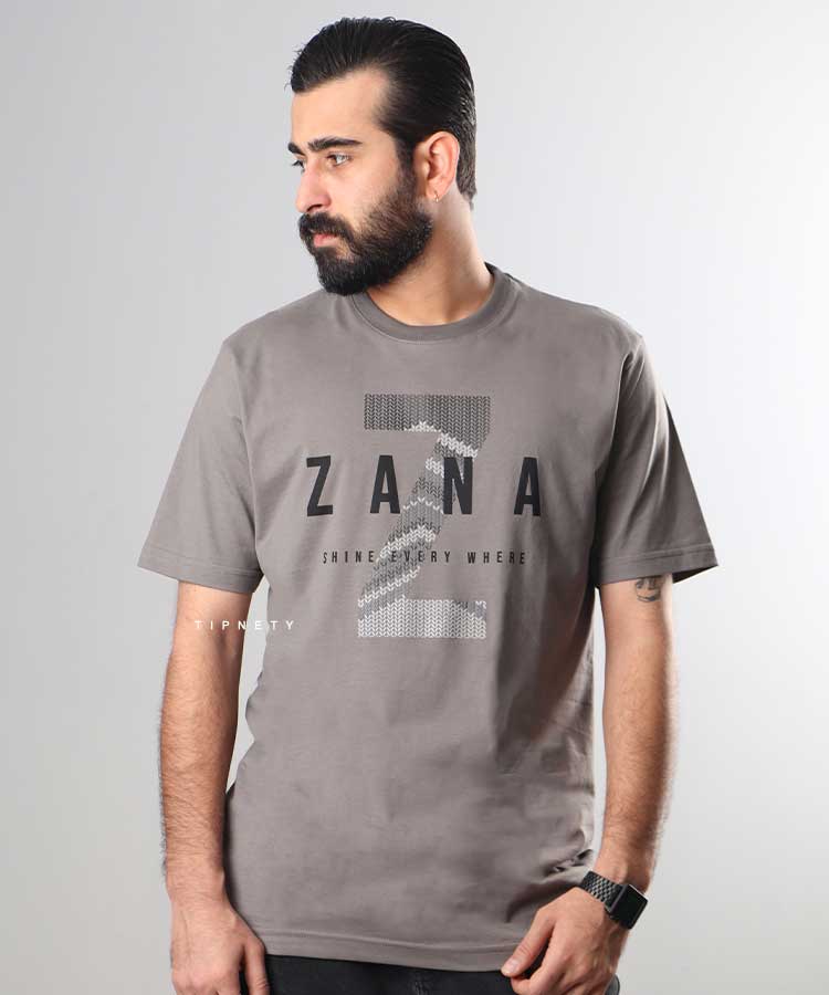                             مشکی طوسی استخوانی تیشرت چاپی 1955  - تصویر 3