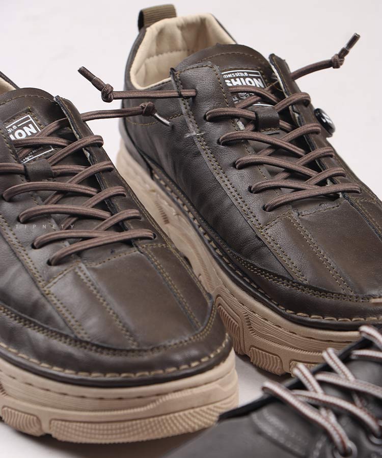                                                   نوک مدادی مشکی قهوه ای کفش روزمره (کتانی) 0415  - تصویر 3