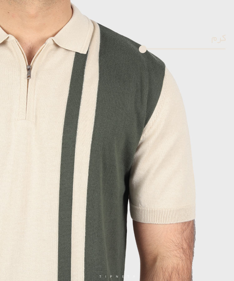                                                   مشکی یشمی سورمه ای کرم تیشرت یقه دار 5305  - تصویر 8