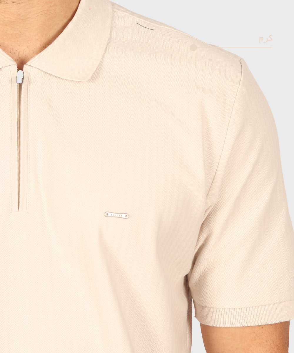             سبز کرم تیشرت یقه دار 0592  - تصویر 4