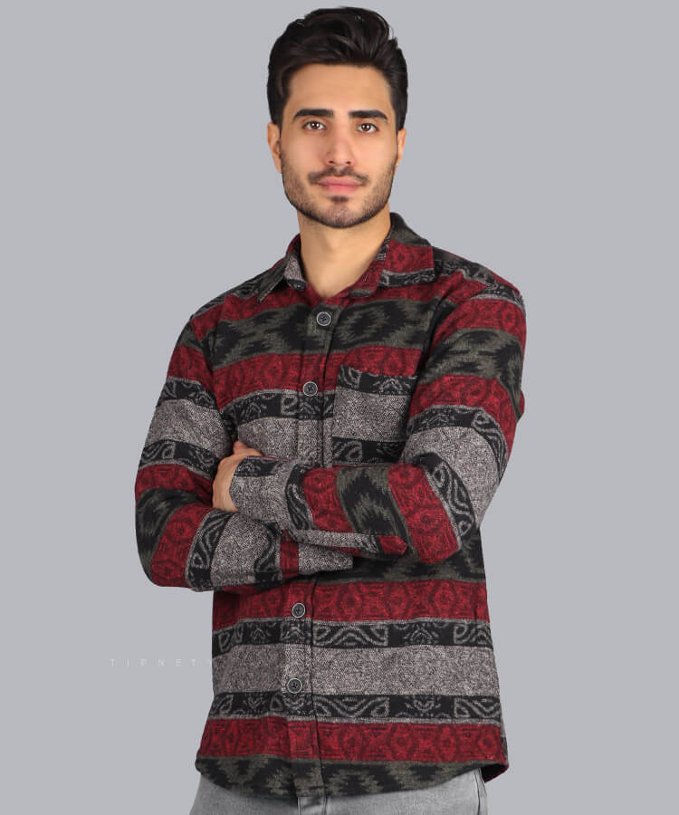                                                                                                                                                 آجری سبز زرشکی پاییزه پیراهن 0850  - تصویر 3