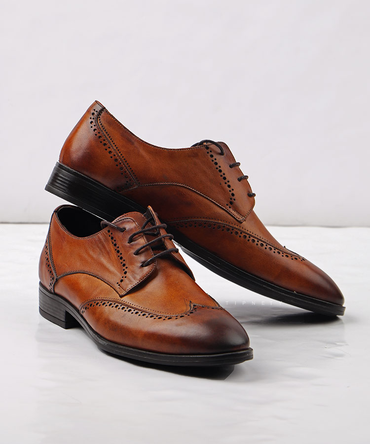 کفش چرم مردانه طرح دار 5212