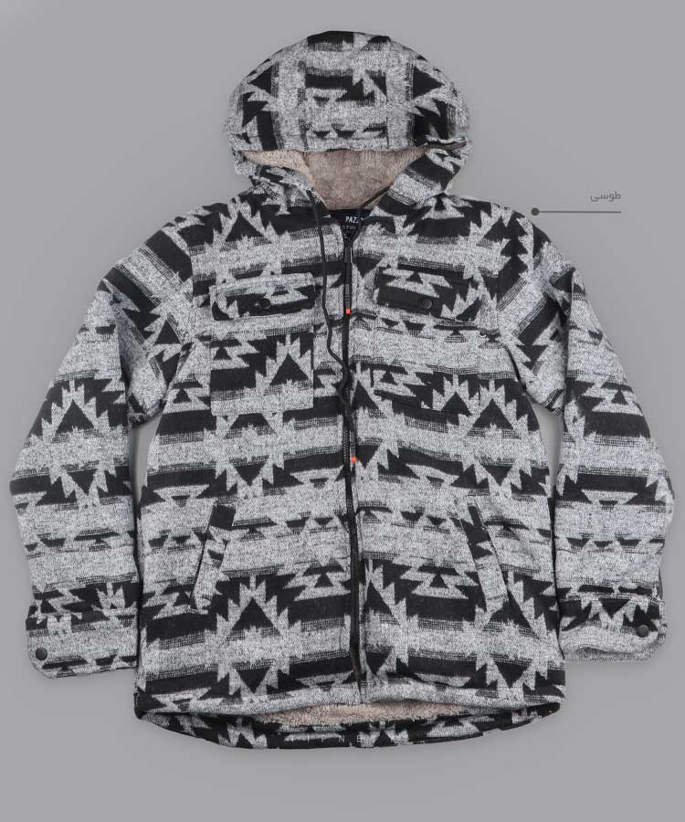 کاپشن مردانه پشمی طرح دار کد 7004