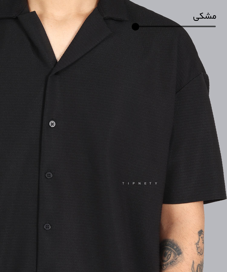                                                                   سفید مشکی پیراهن یقه انگلیسی 2059  - تصویر 5