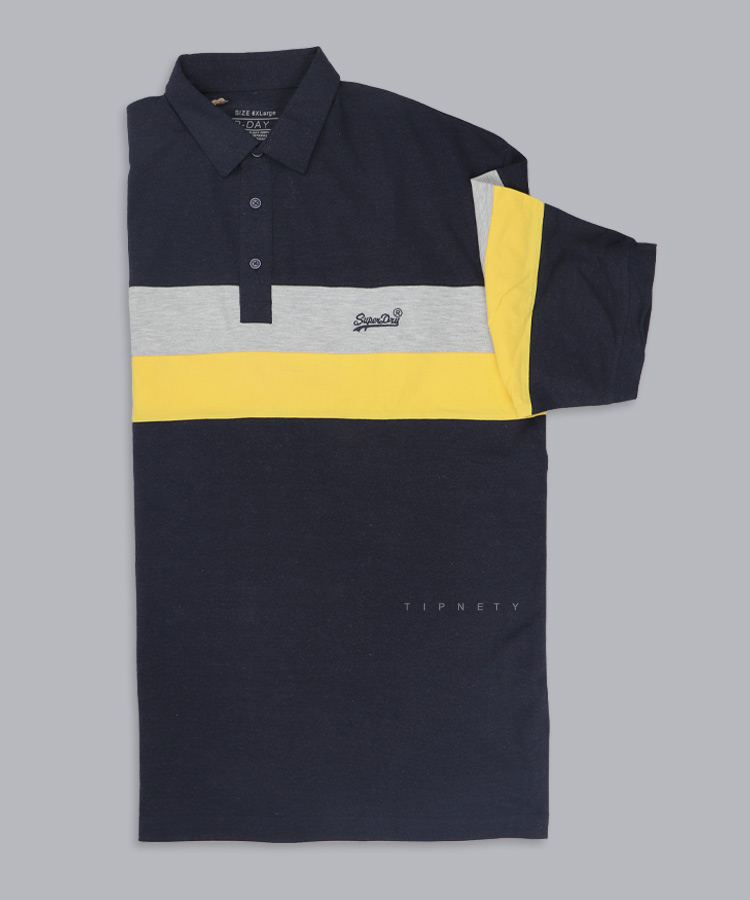 تیشرت یقه دار سایز بزرگ مردانه زرد 5311