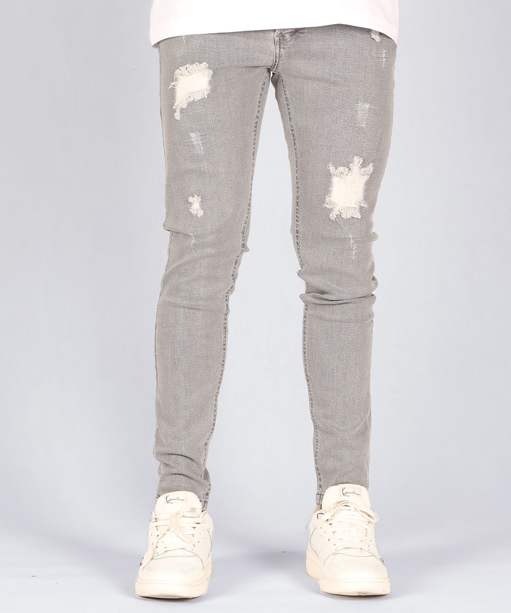 شلوار جین اسکینی مردانه طوسی روشن 0961