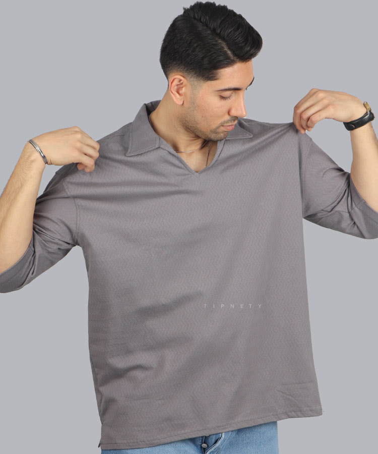                                                                                                                                                                                                 طوسی کرم مشکی سفید لجنی تیشرت لش 1601  - تصویر 3