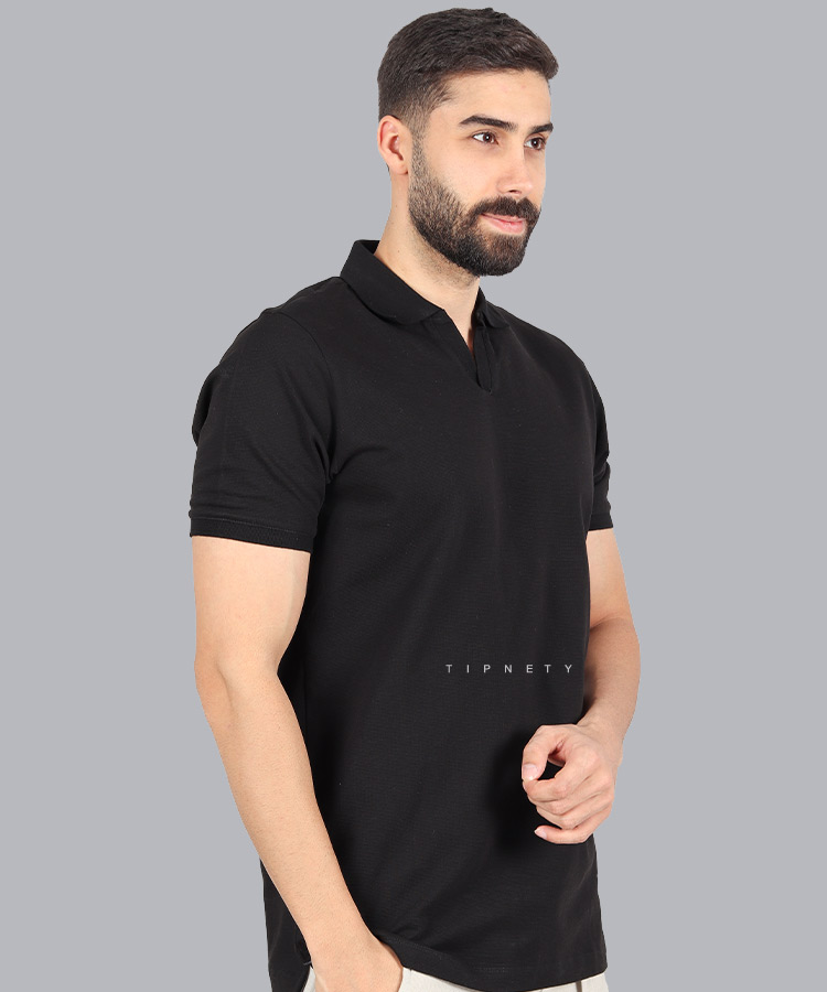                                         مشکی سبز سفید تیشرت یقه دار 0562  - تصویر 4