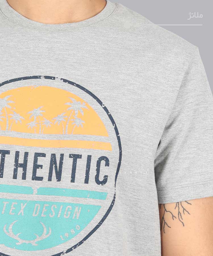                                                                                                     سورمه ای سفید سبز     ملانژ تیشرت چاپی 0438  - تصویر 4