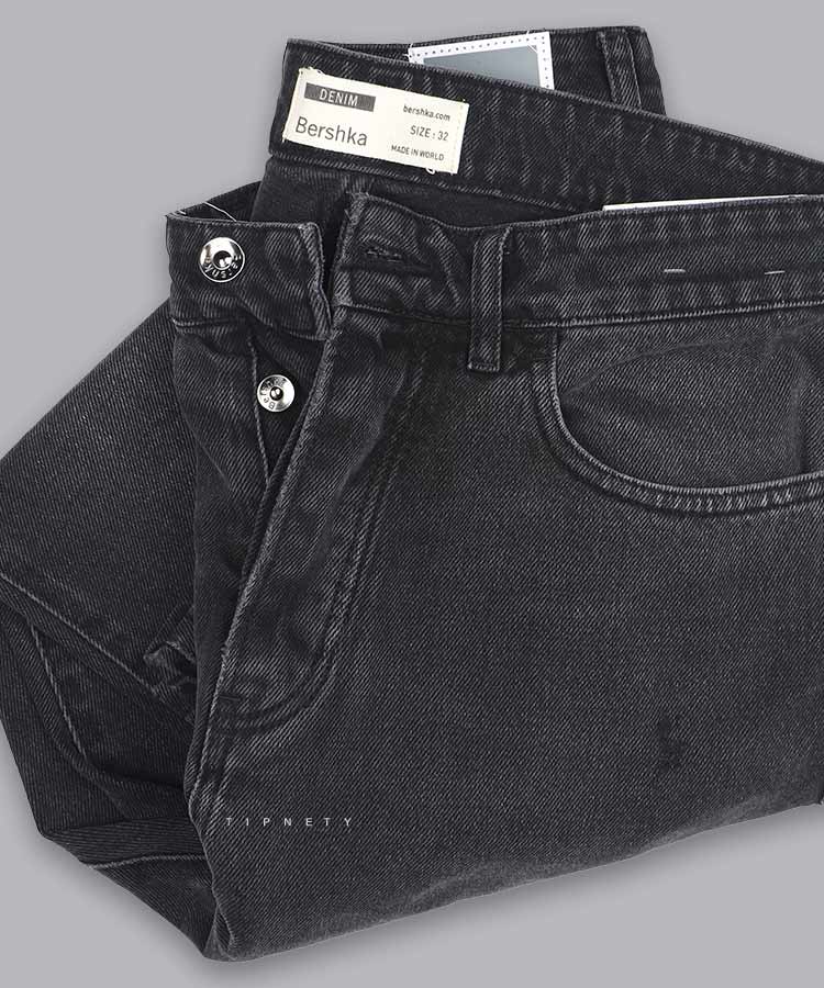 شلوار جین مام استایل مردانه ذغالی 6074