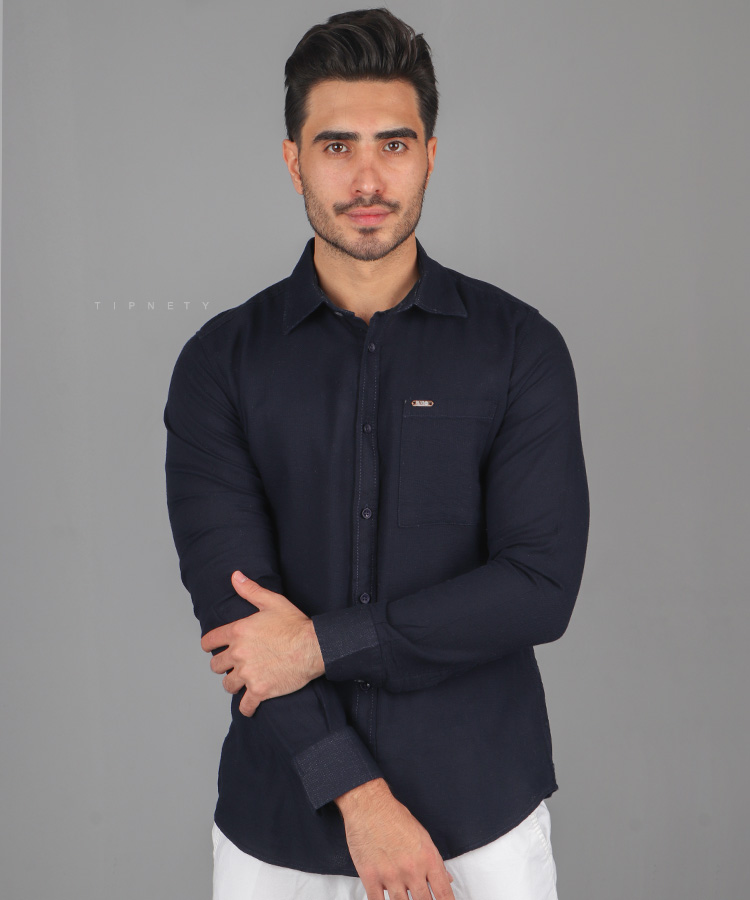                                                                                     پرتقالی سفید مشکی نفتی سبز کرم پیراهن آستین بلند فیت 0831  - تصویر 6