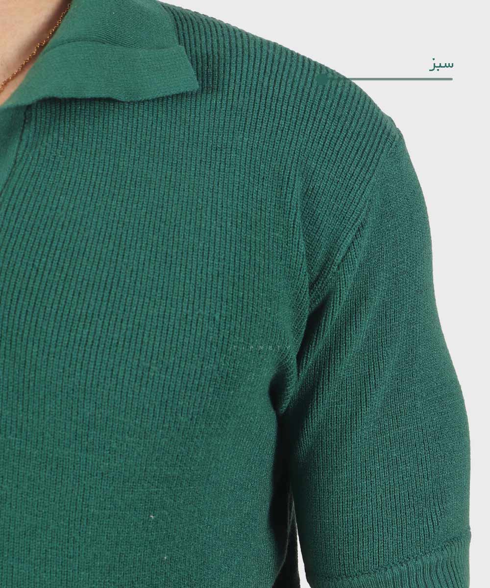                         شیری مشکی سبز تیشرت یقه دار 3314  - تصویر 5