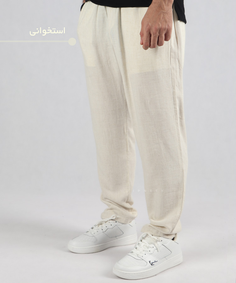                                                                                                                                                         کرم استخوانی زیتونی مشکی سورمه ای شلوار پارچه ای لینن 0060  - تصویر 6