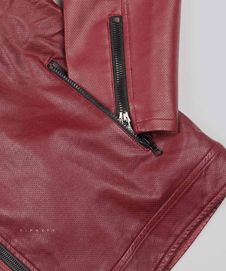 زرشکی زمستانه کت چرم 6635  - تصویر 4