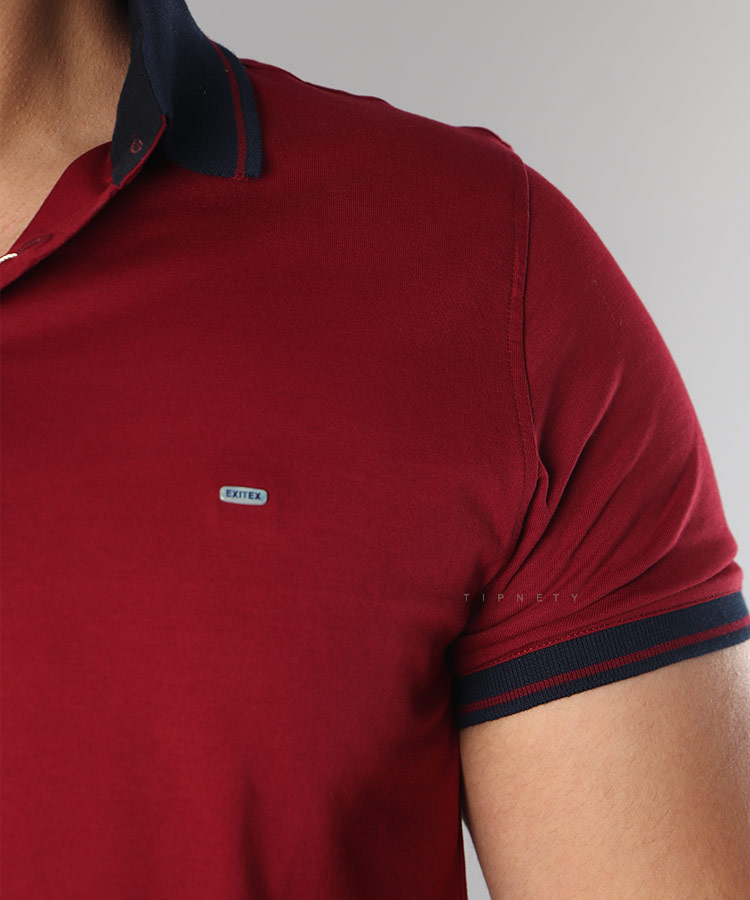 تیشرت یقه دار زرشکی مردانه 8125